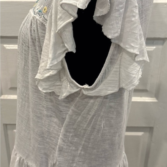 Lucky Brand Women's Embroidered Yoke Ruffled Short Sleeve Shirt Size S Rn#80318 - Picture 6 of 11